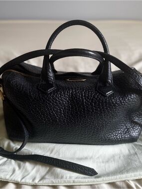 Classic Black Leather Satchel Handbag - Designer Style